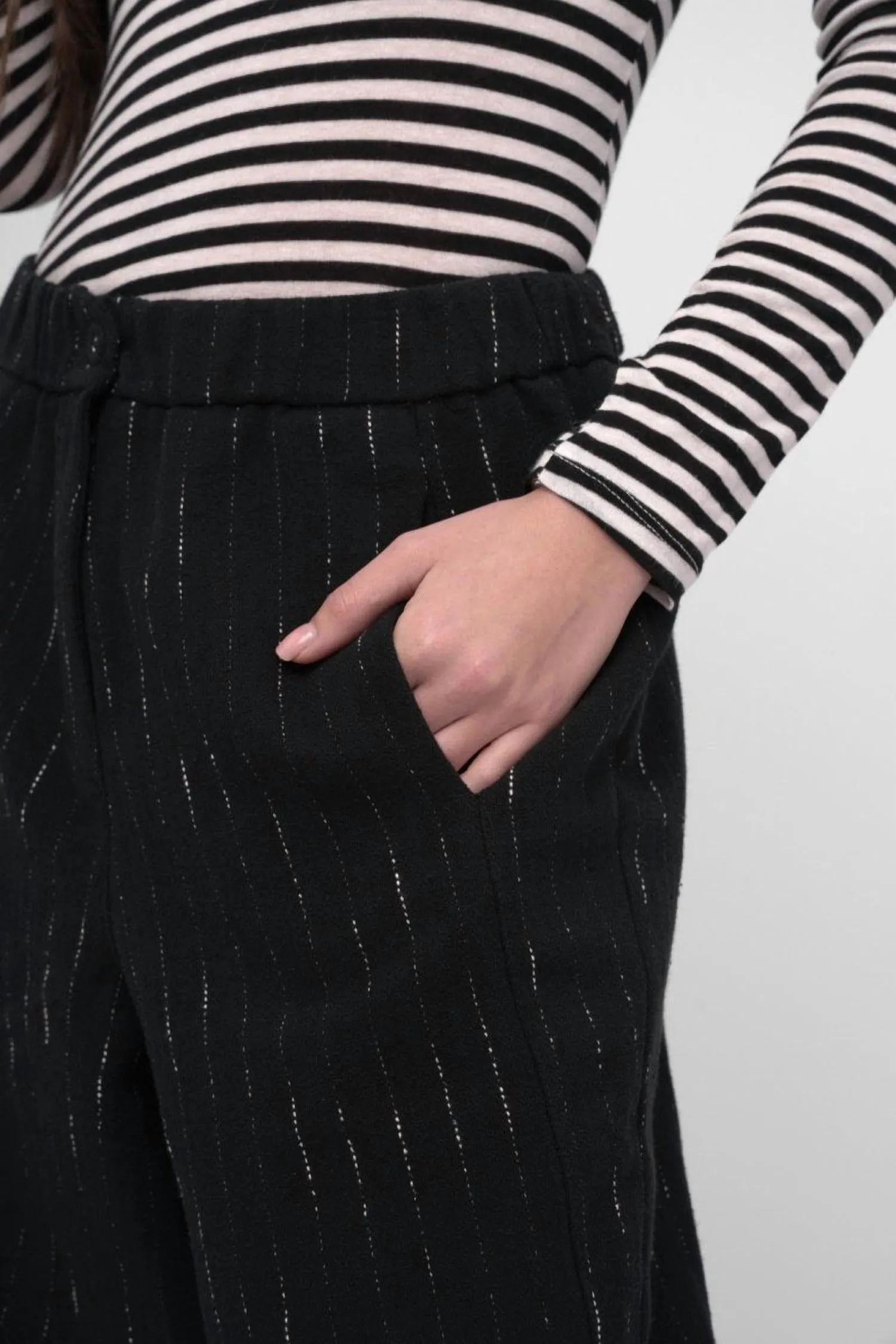 Striped Wide Leg Pant In Black