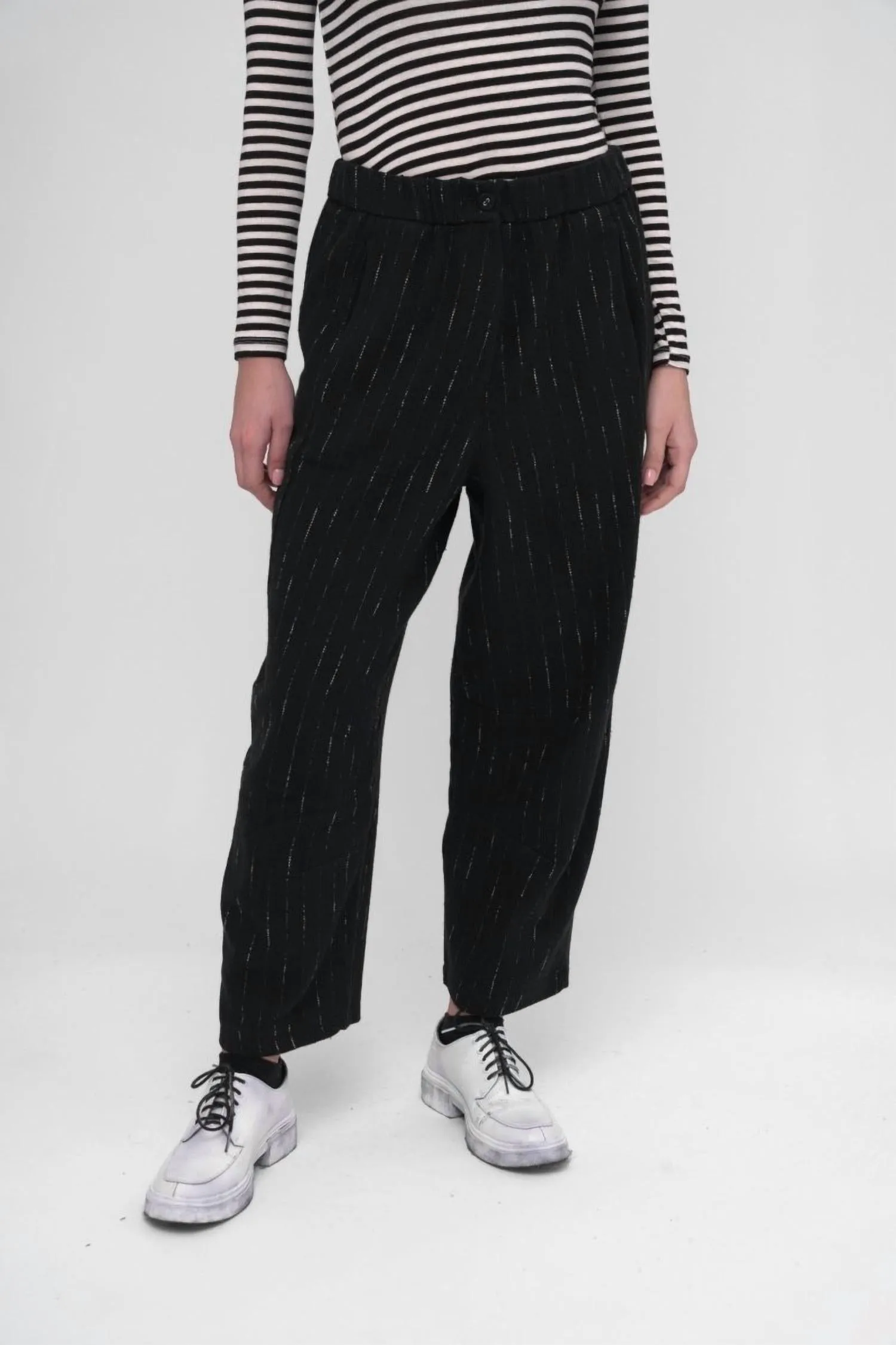 Striped Wide Leg Pant In Black