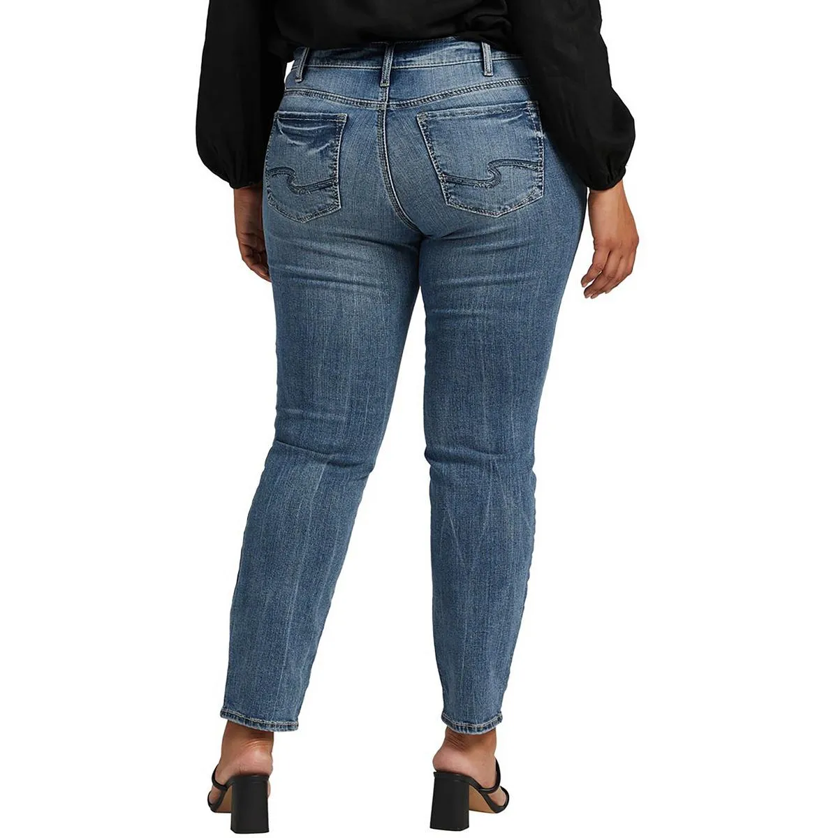 Suki Womens Mid-Rise Curvy Fit Straight Leg Jeans