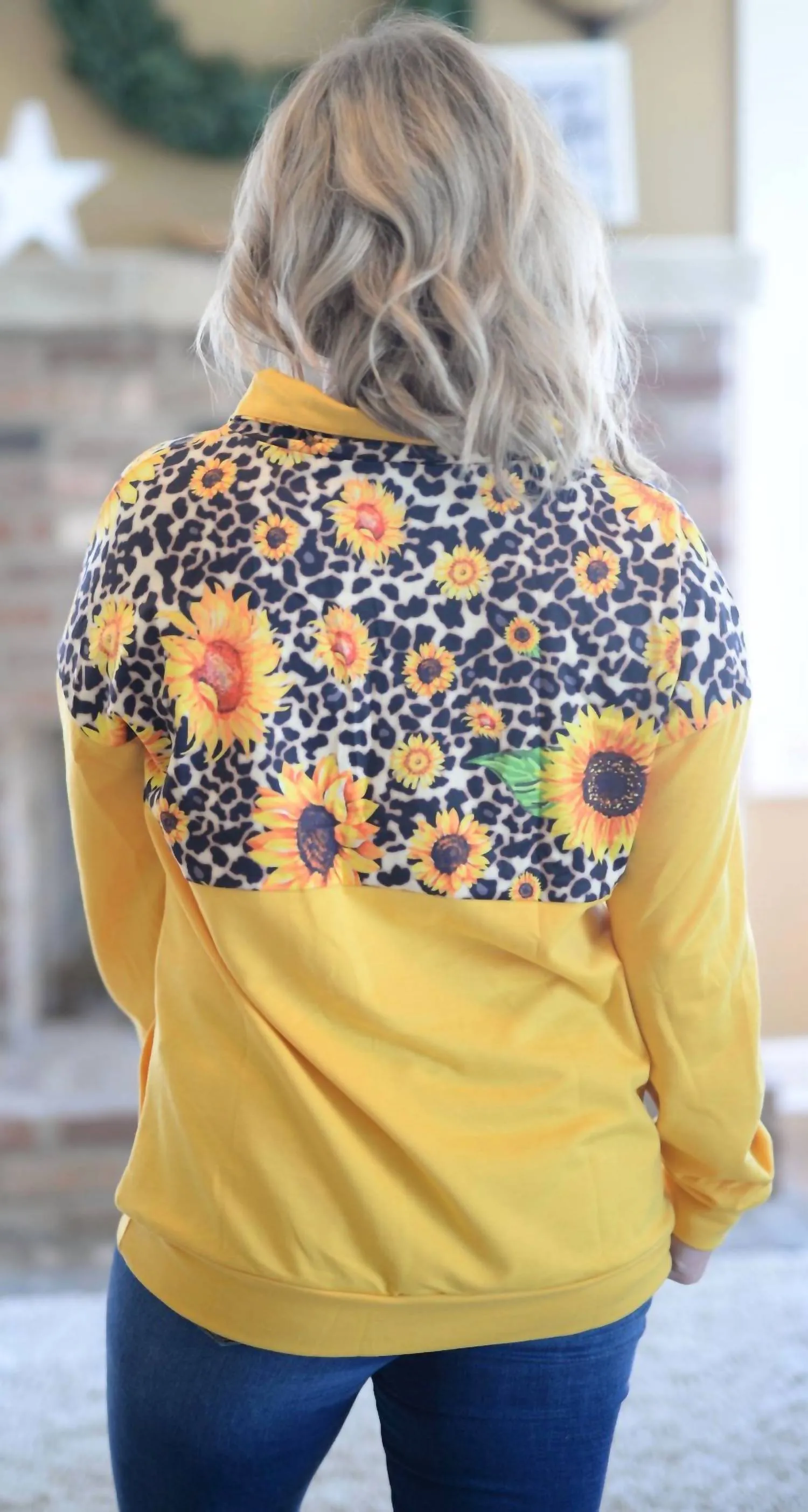 Sunflower Zip Up Pullover In Yellow