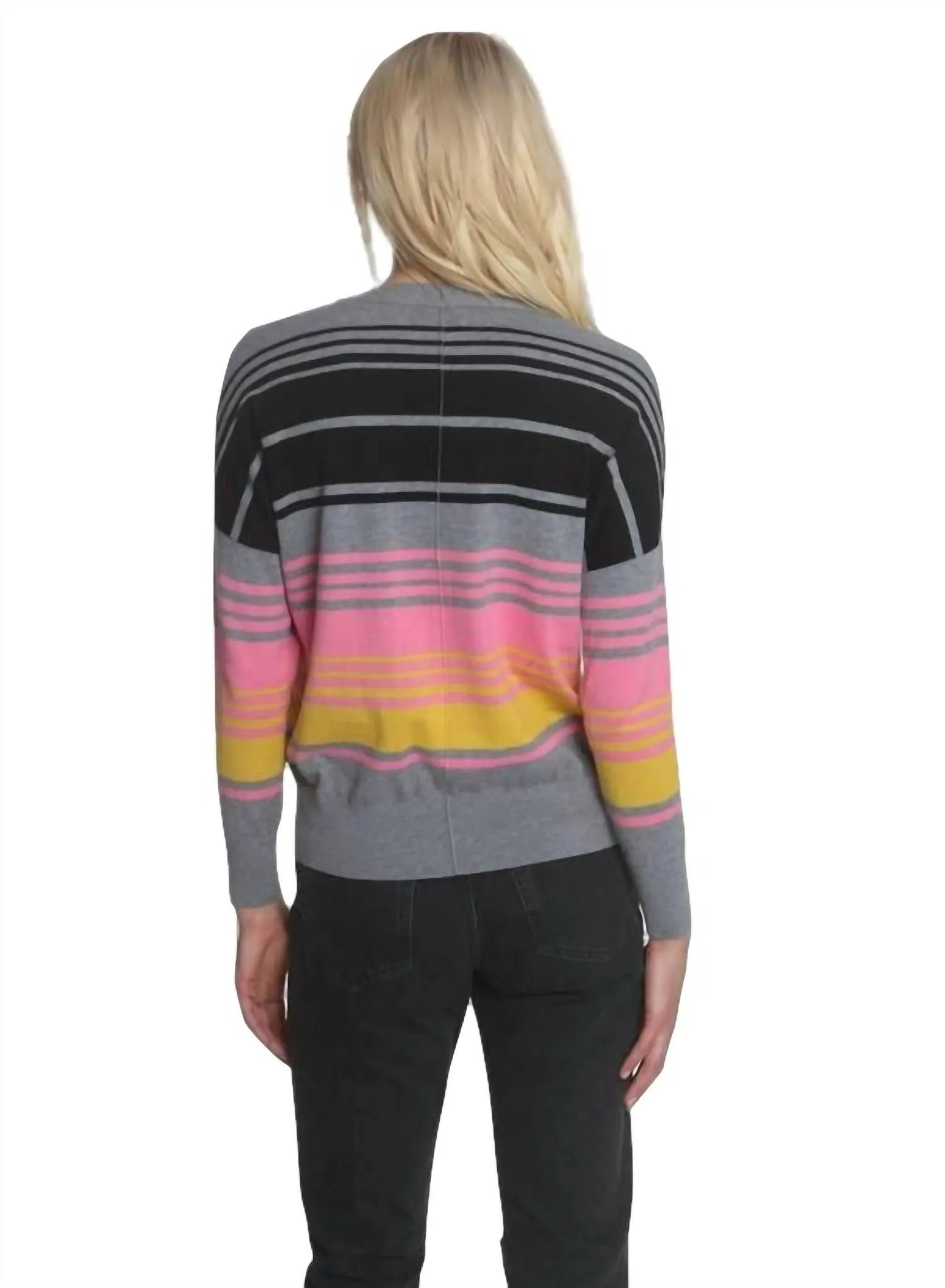 Sunrise Stripe Vee Top In Pink Multi