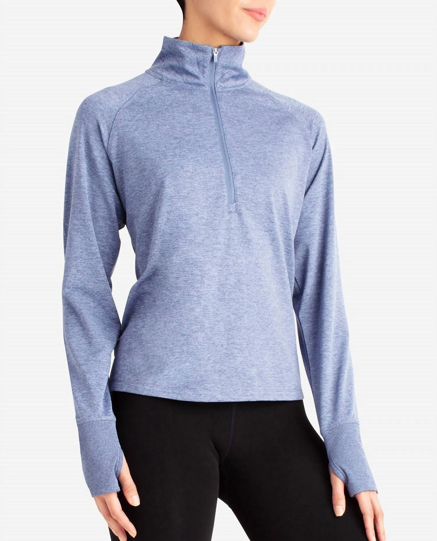 Supersoft Quarter Zip Pullover Sweatshirt In Stonewash Melange