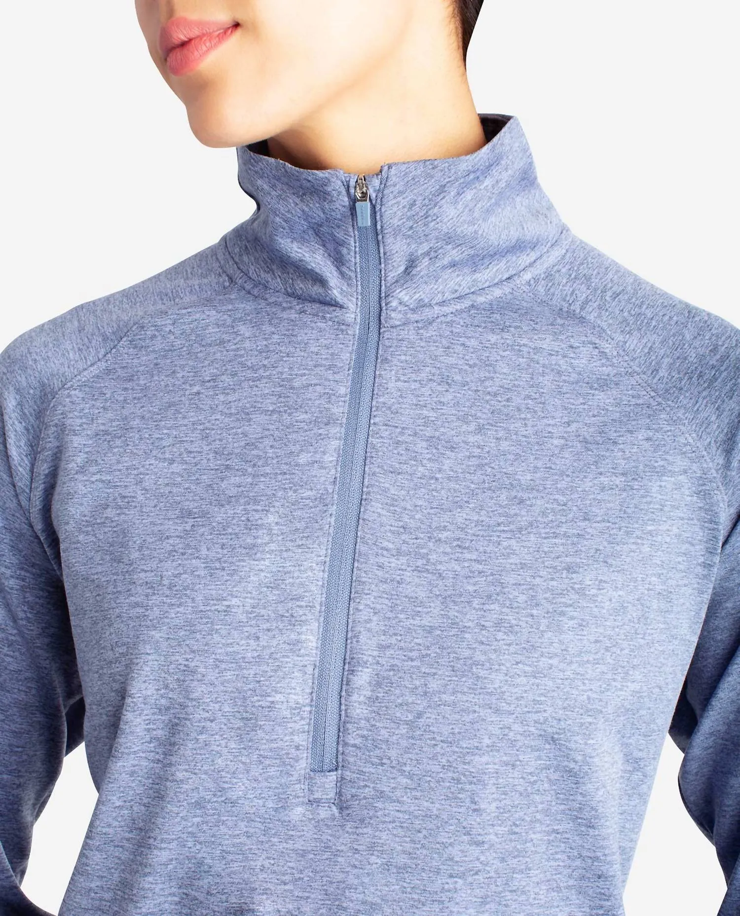 Supersoft Quarter Zip Pullover Sweatshirt In Stonewash Melange