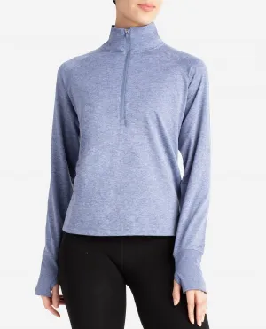 Supersoft Quarter Zip Pullover Sweatshirt In Stonewash Melange