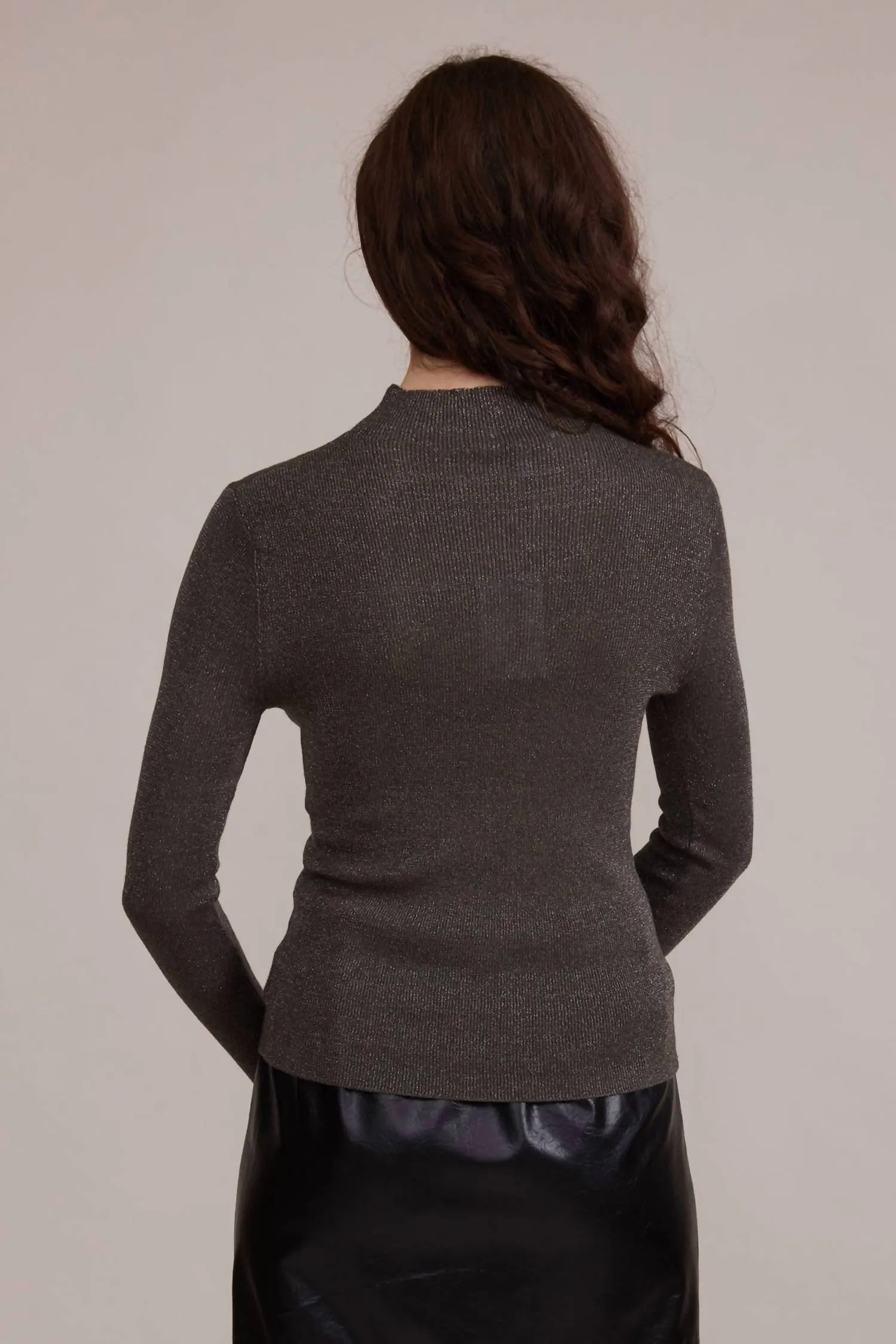 Susanna Mock Neck Top In Grey
