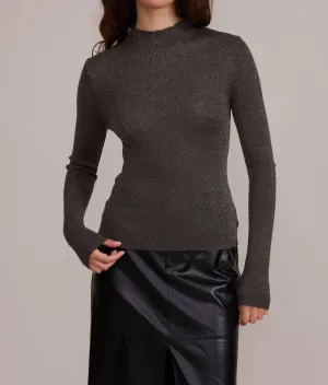 Susanna Mock Neck Top In Grey