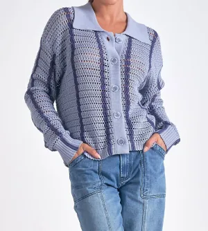 Sweater V Neck Button Down In Light Blue
