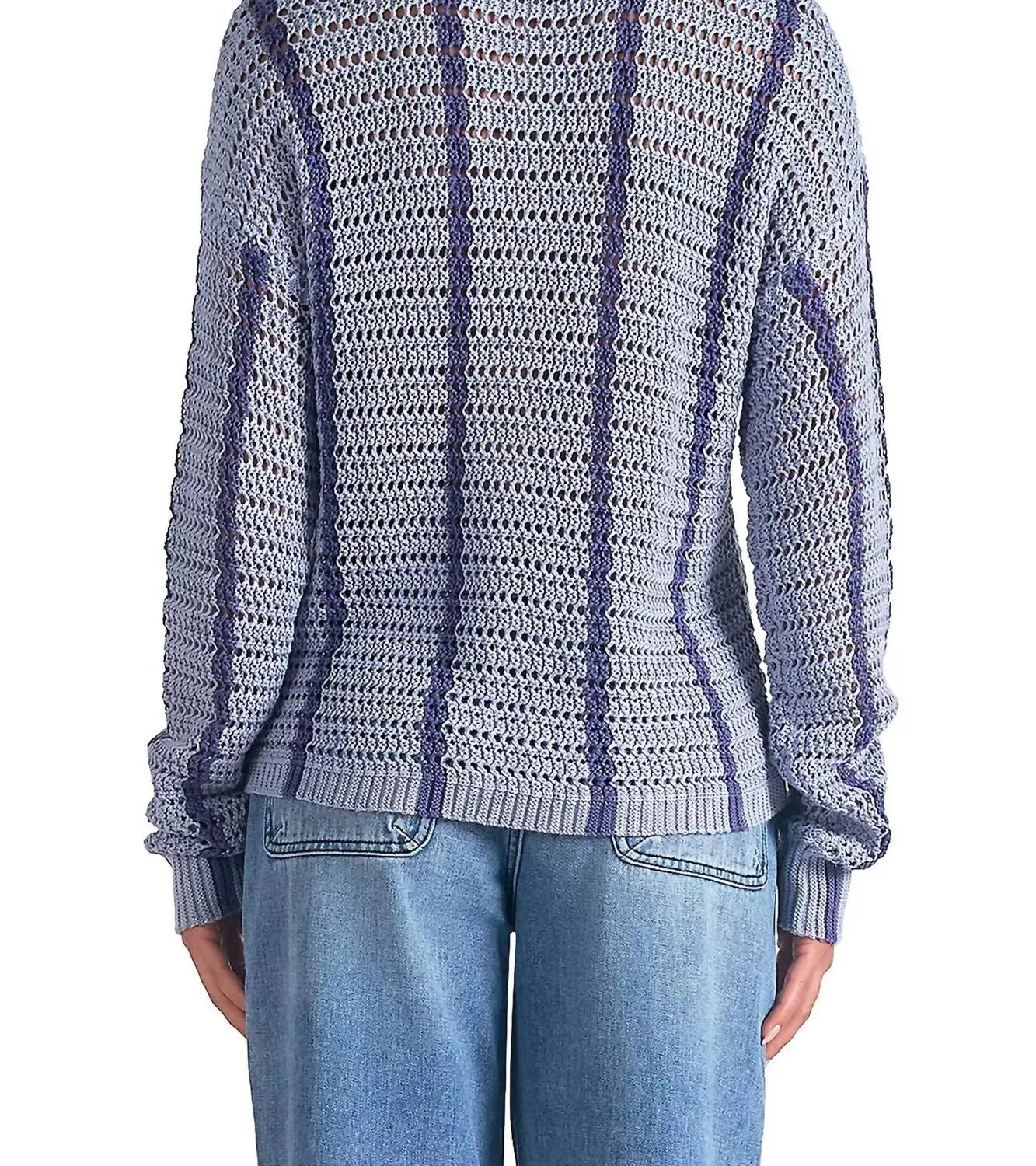 Sweater V Neck Button Down In Light Blue