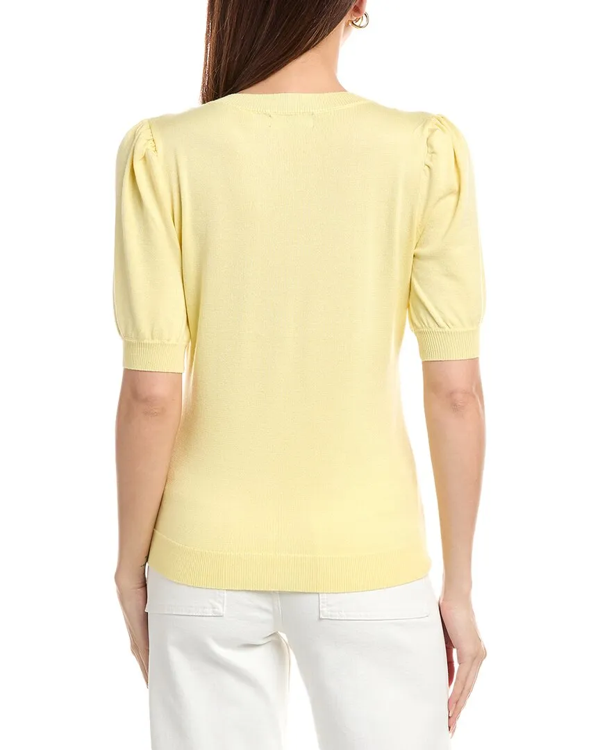T Tahari Elbow Puff Sleeve Jersey Sweater