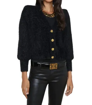 Talulla Cardigan In Black Lurex/gold Rose