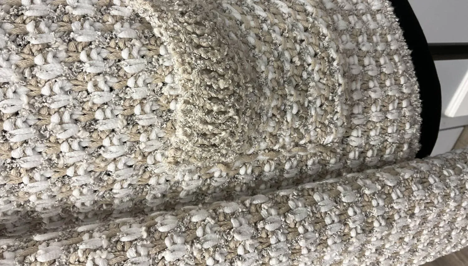 Tan/white Tweed Cotton Cardigan In Multicolor