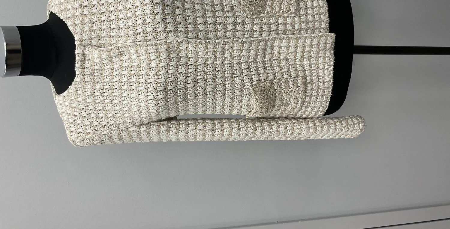 Tan/white Tweed Cotton Cardigan In Multicolor
