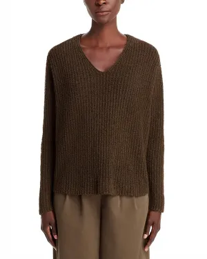 Textured V Neck Sweater In Wren