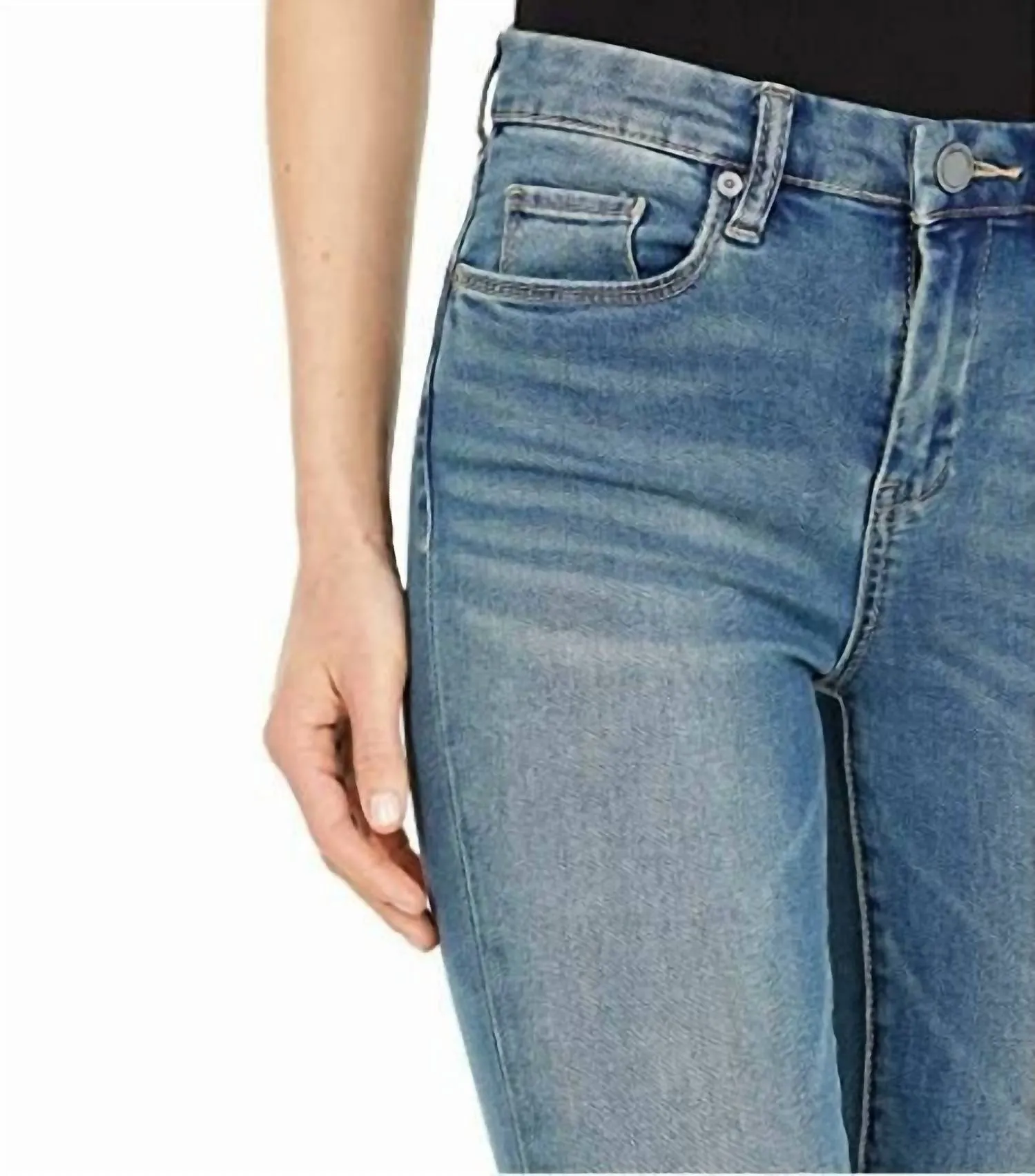 The Great Jones High Rise Raw Hem Jean In Blue