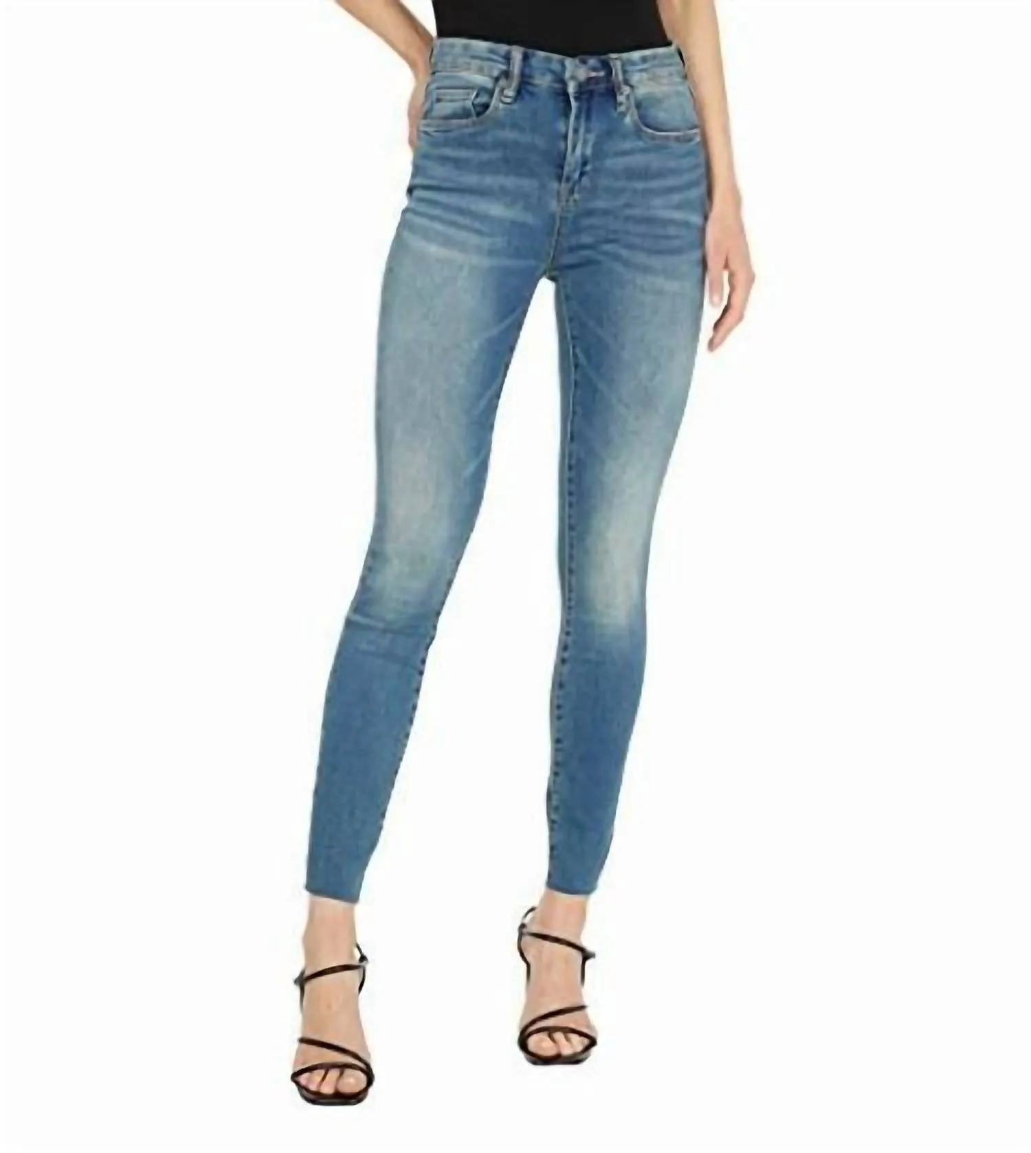 The Great Jones High Rise Raw Hem Jean In Blue