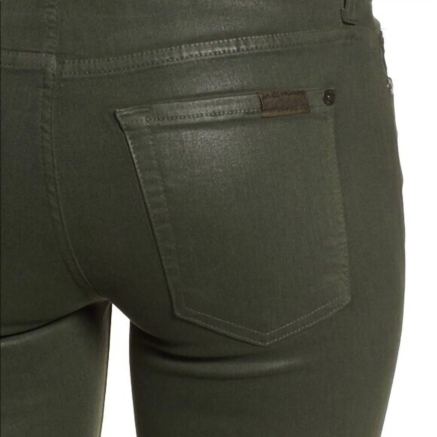 The Skinny Ankle Coated Shiny Mid Rise Jean In Green