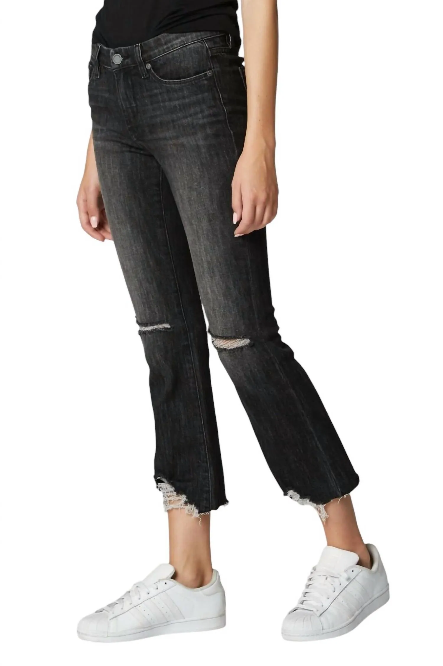The Varick Cropped Flare Distressed Jean In Barracuda