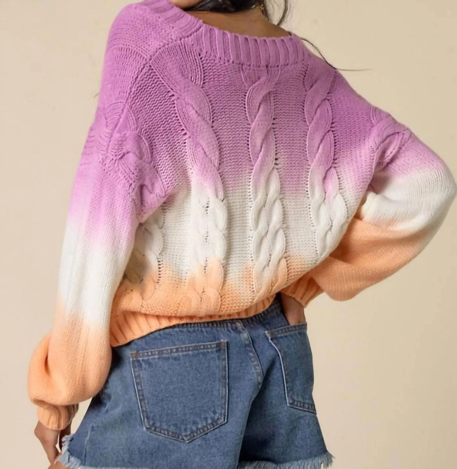 Tie Dye Sweater In Purple/white/coral
