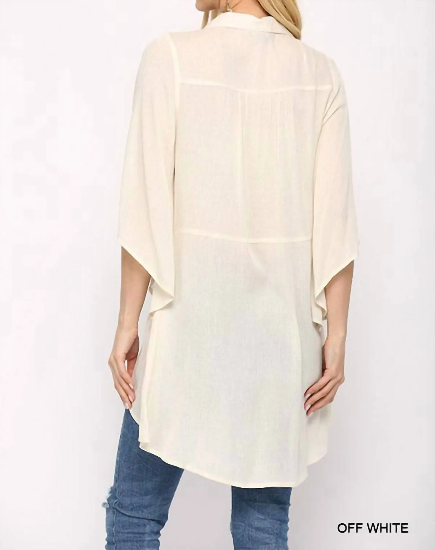 Tie Front Cardigan In Off-White