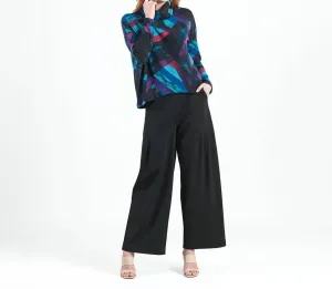 Tipped Hem Sweater Top In Ribbon Print