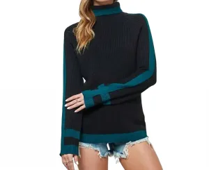Turtleneck Contrast Sweater In Black