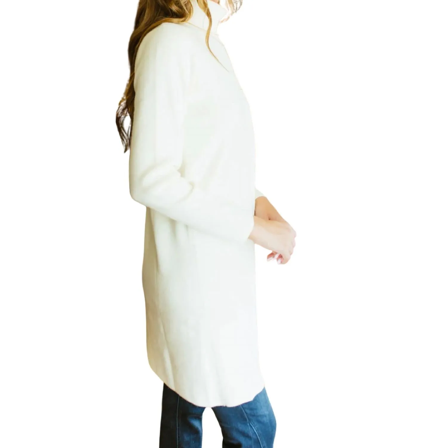 Turtleneck Sweater Tunic In Cream