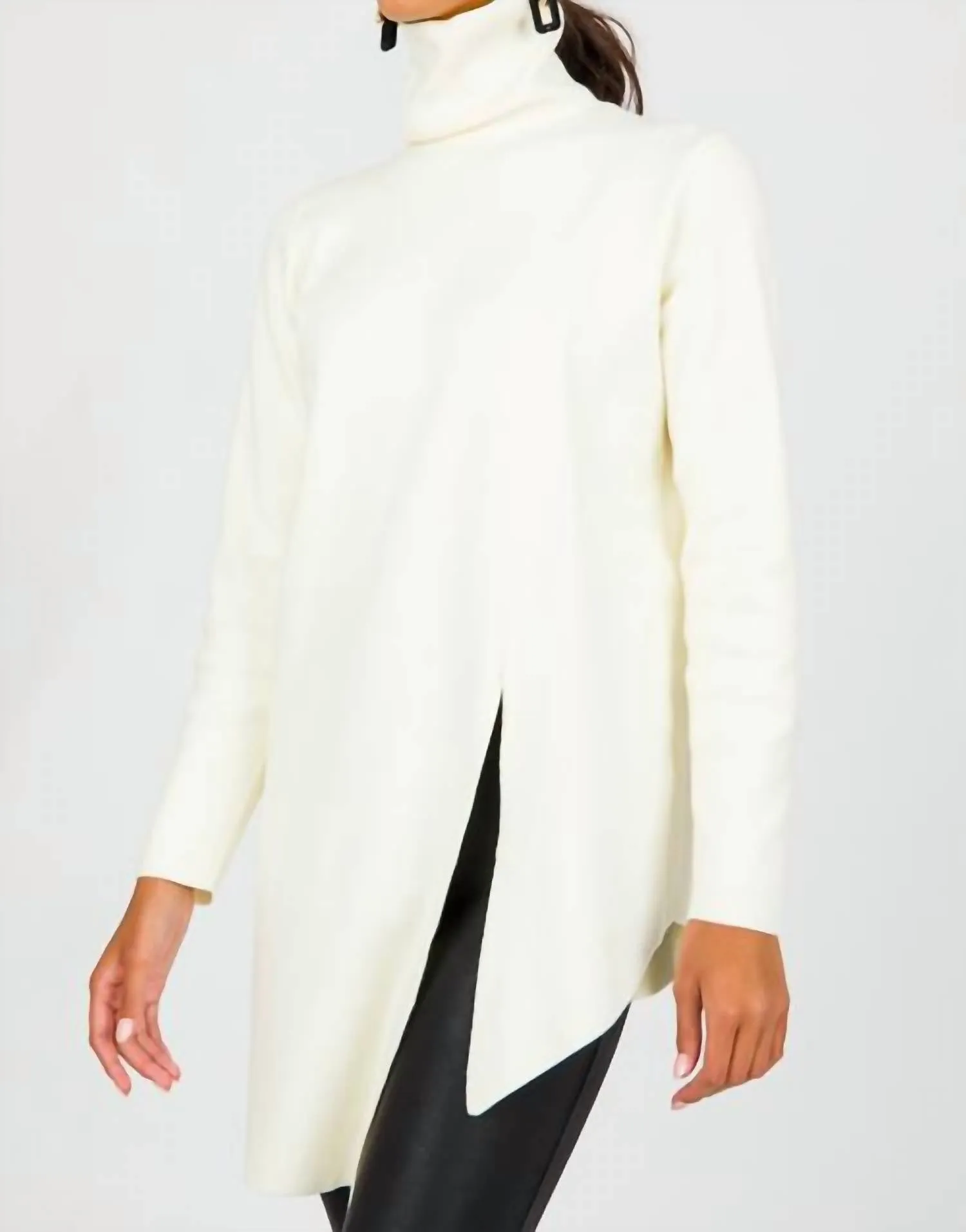 Turtleneck Sweater Tunic In Cream