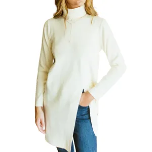 Turtleneck Sweater Tunic In Cream