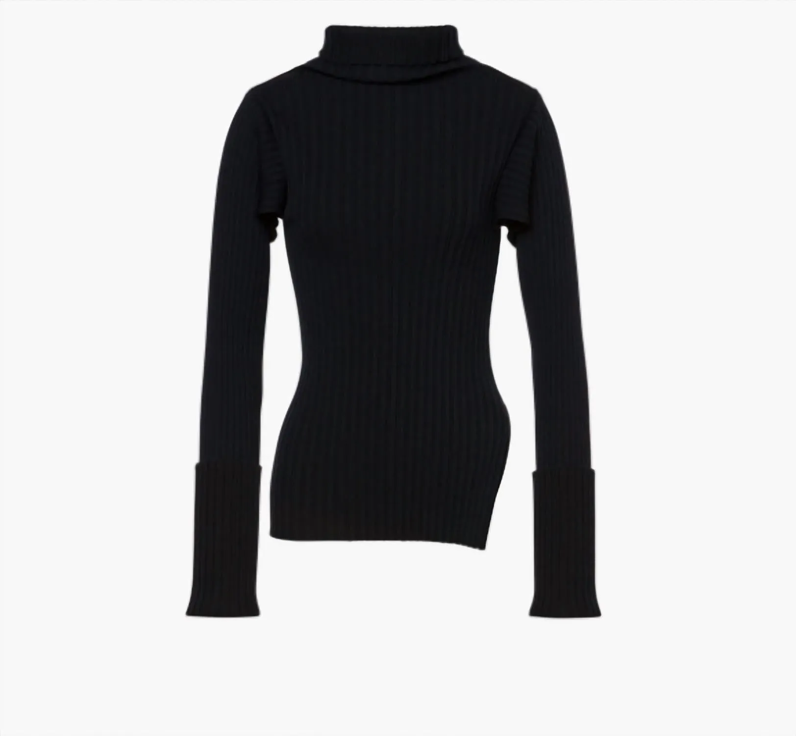 Two-Tone Ribbed Stretch Sweater In Dark Blue