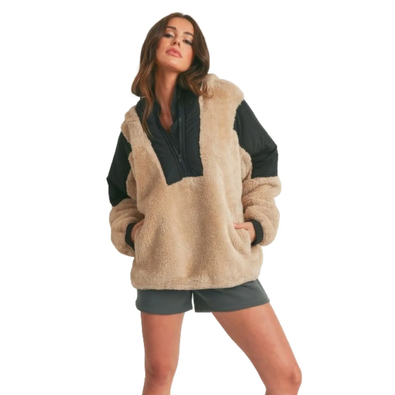Two-toned Cozy Hooded Sweater
