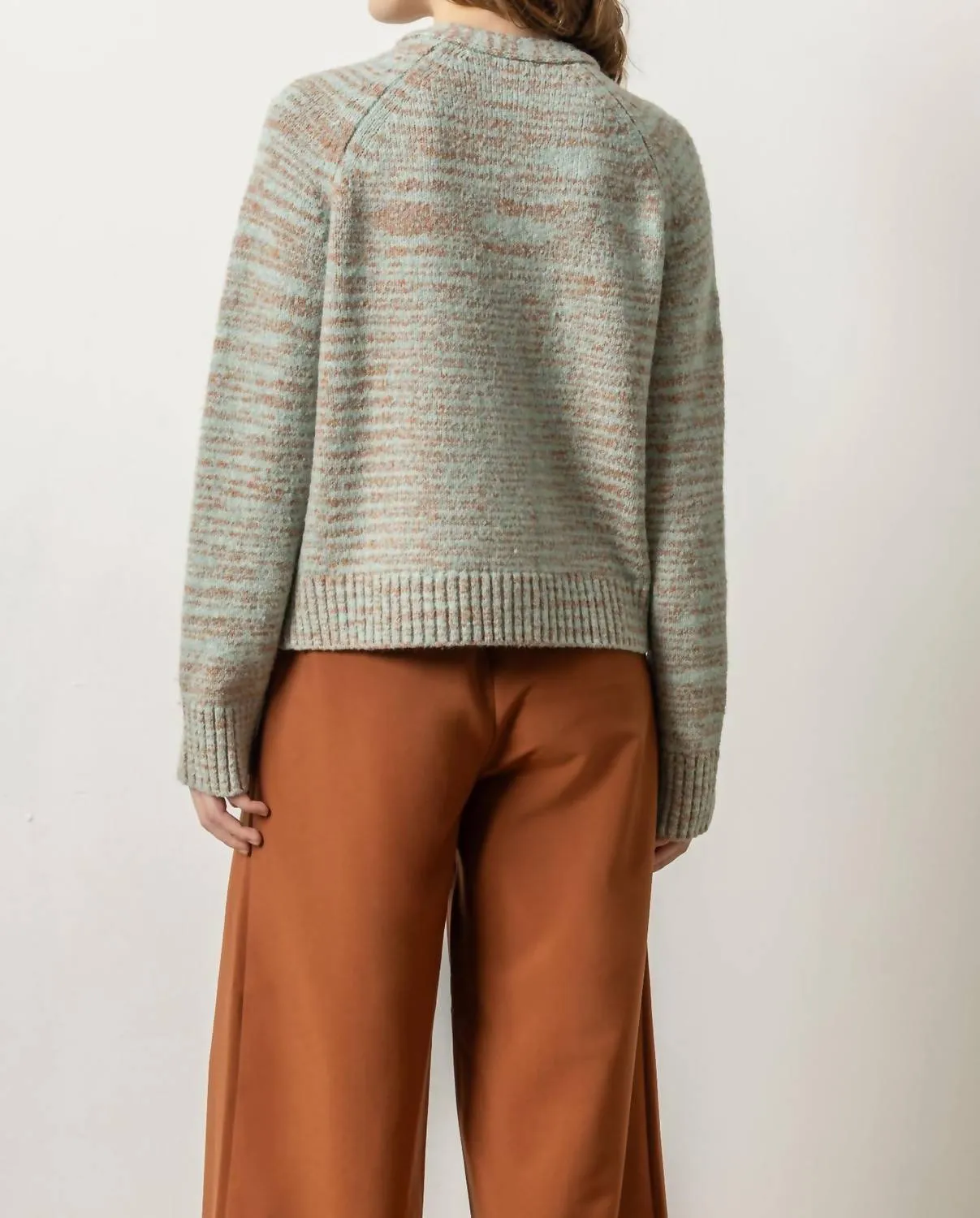V-Neck Cardigan Sweater In Frost Space Dye