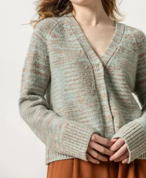 V-Neck Cardigan Sweater In Frost Space Dye