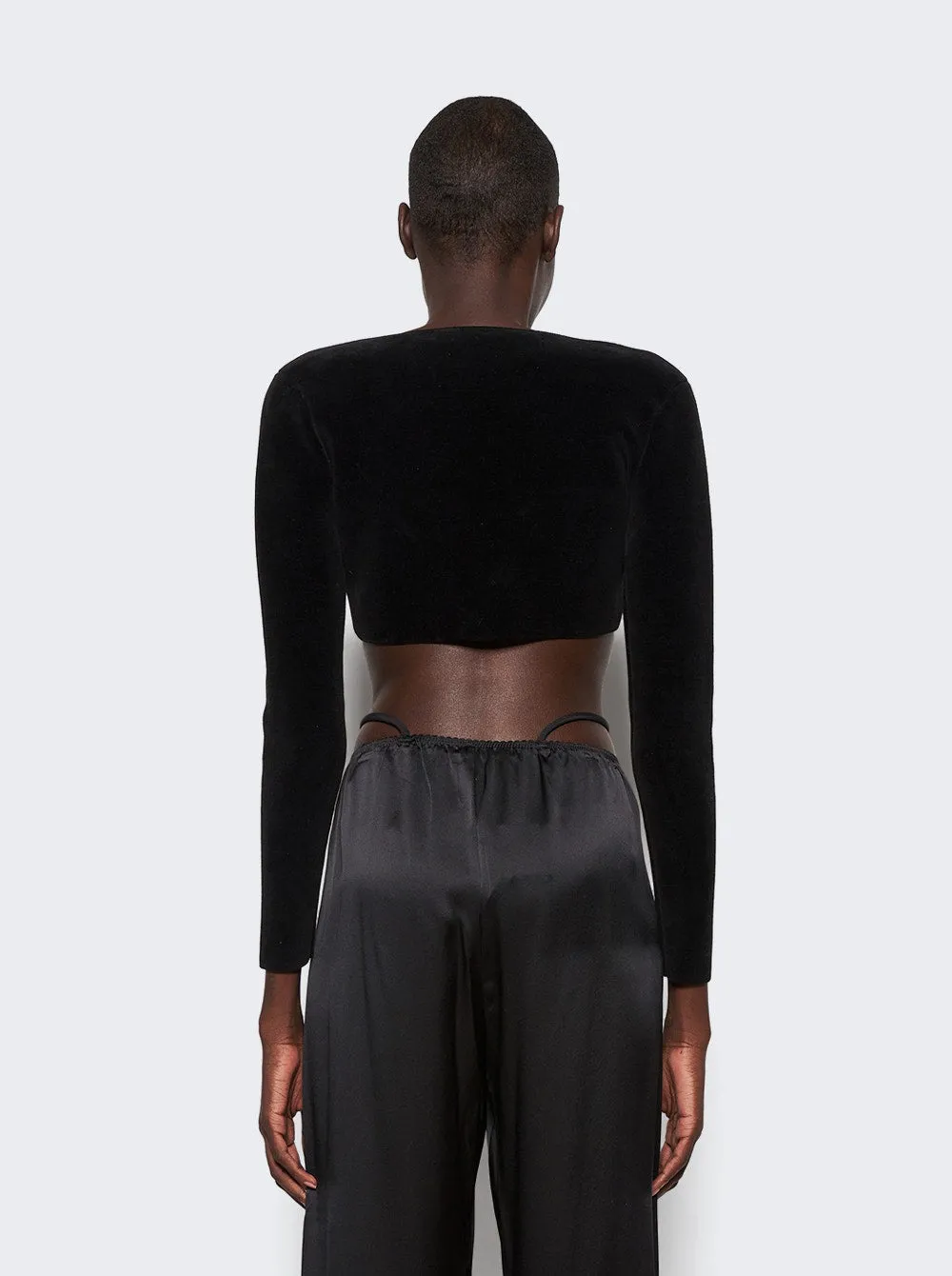 V-neck Cropped Cardigan With Crystal Tie
