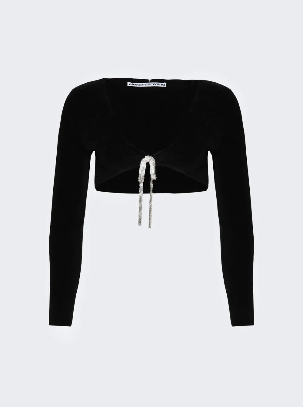 V-neck Cropped Cardigan With Crystal Tie