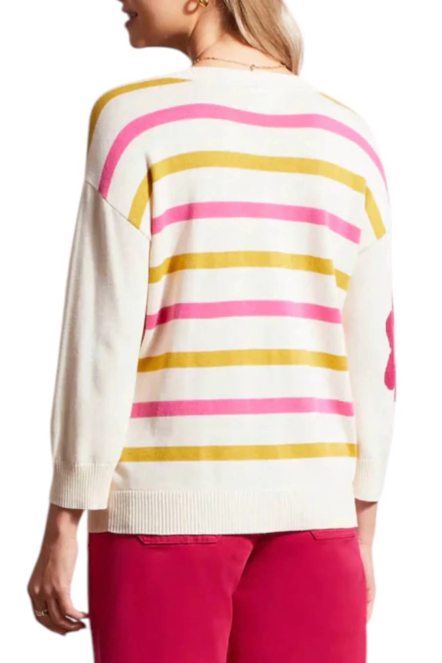 V-Neck Jacquared Sweater In Sandust
