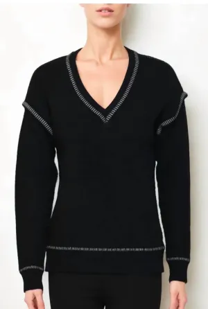 V Neck Sweater In Black