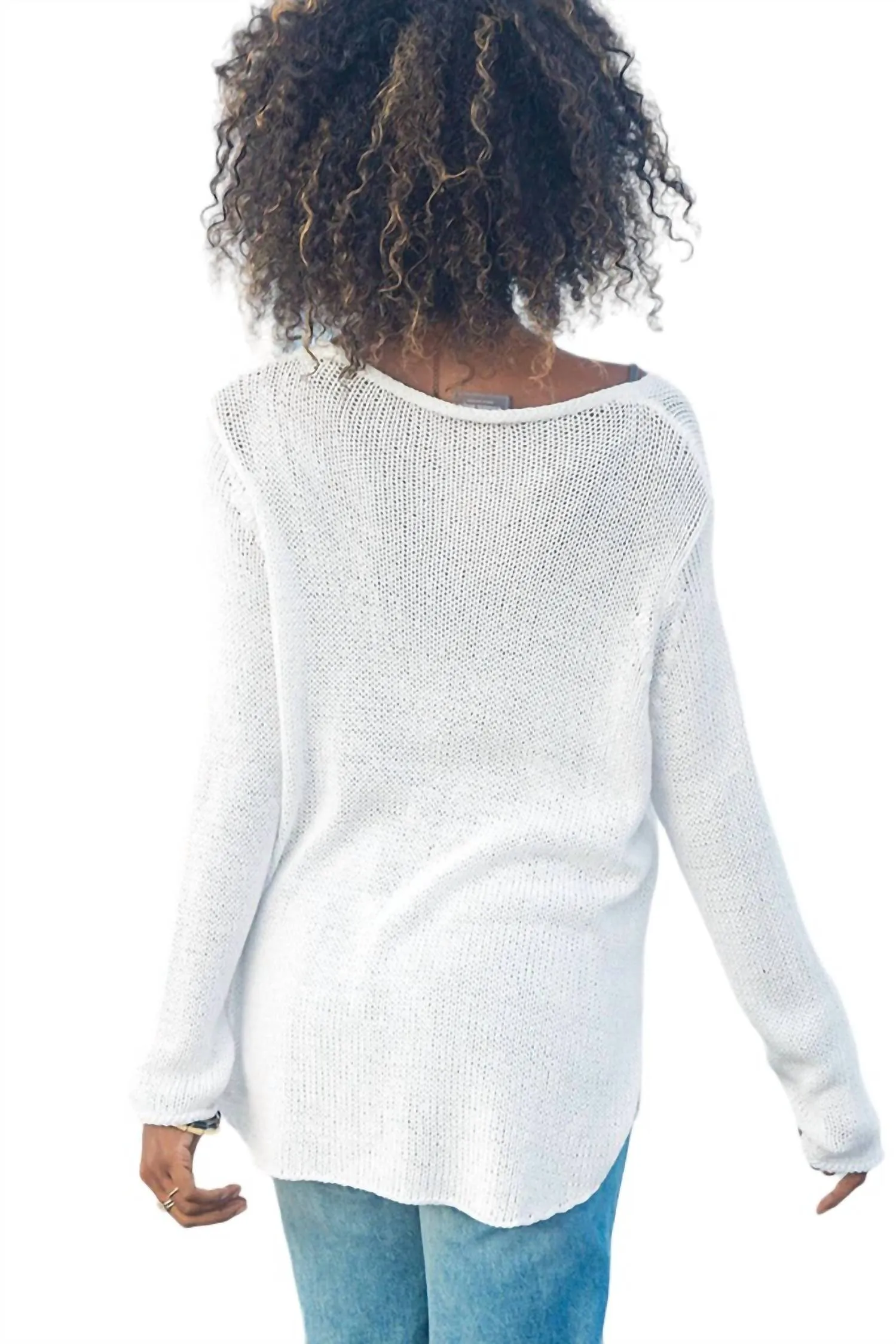 Vacay V-Neck Sweater In Breaker White