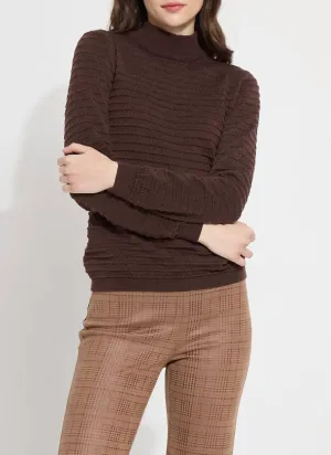 Valery Smocked Mockneck Sweater In Dark Mocha