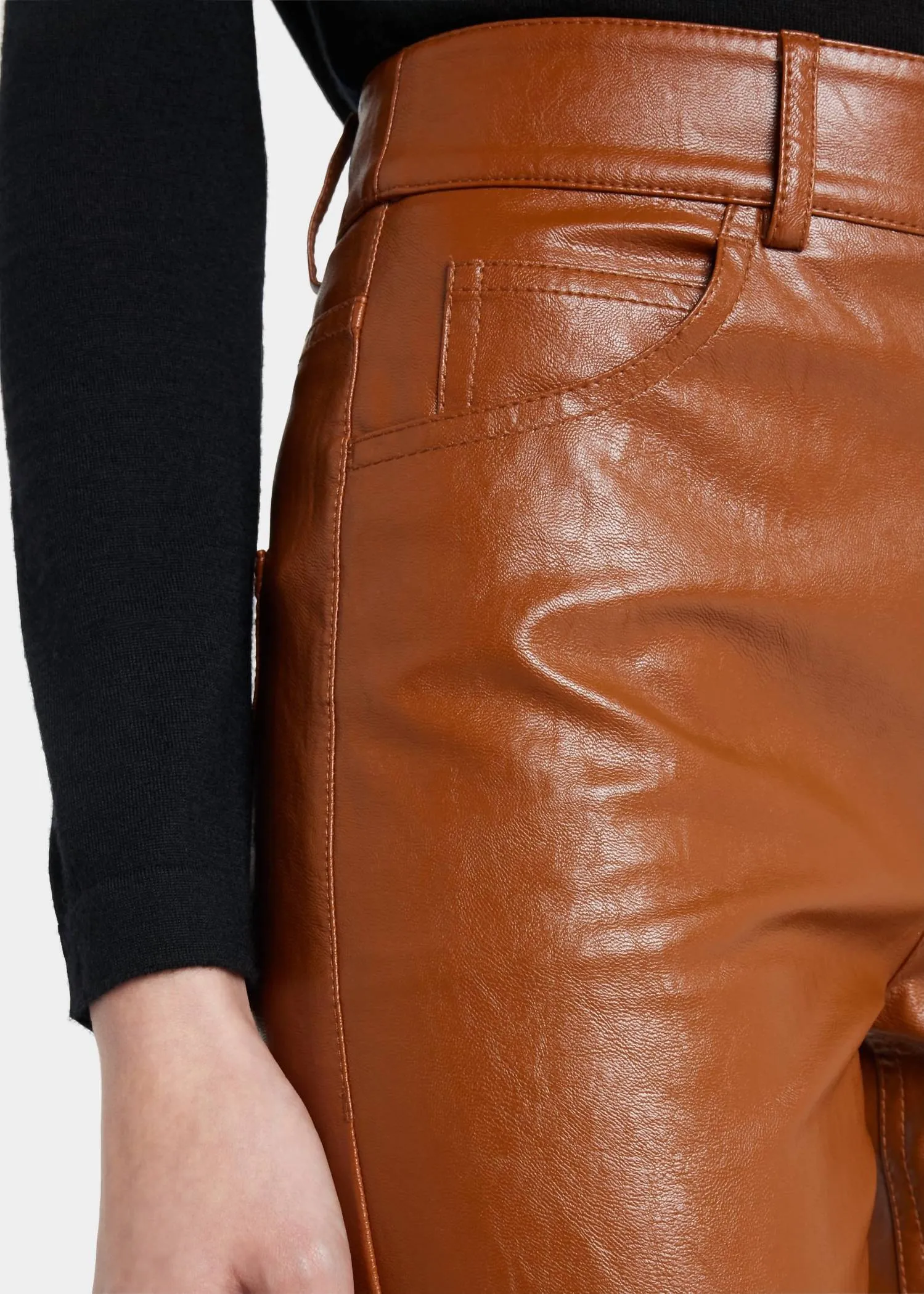 Vegan Leather Freddie Pant In Cognac