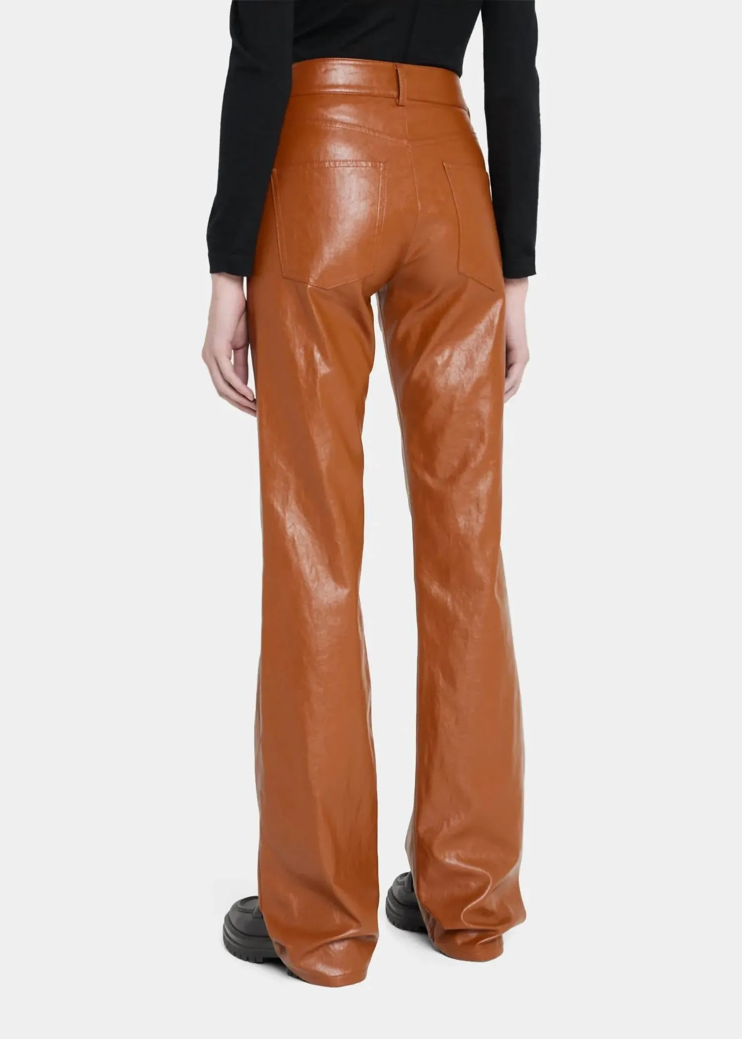 Vegan Leather Freddie Pant In Cognac