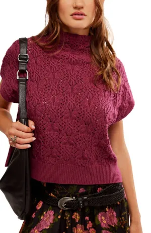 Vickie Mock Neck Sweater In Red Plum