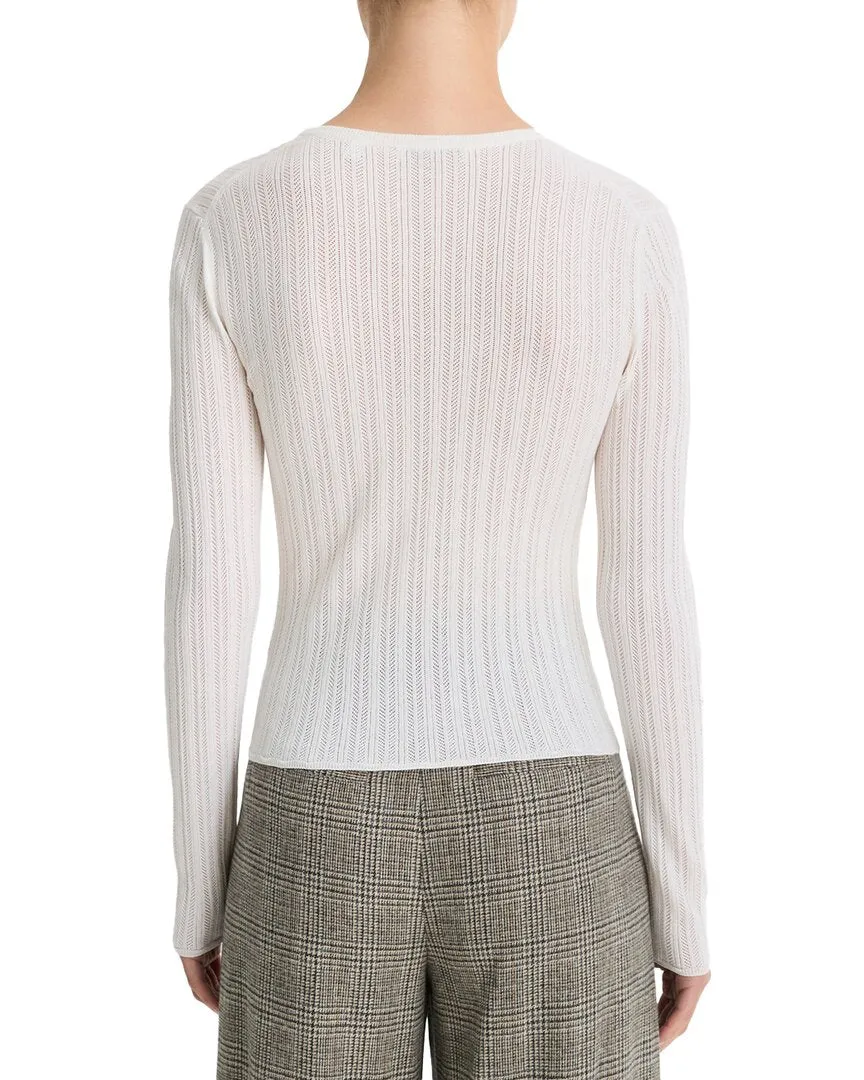 Vince Pointelle Stitch Wool-Blend Pullover