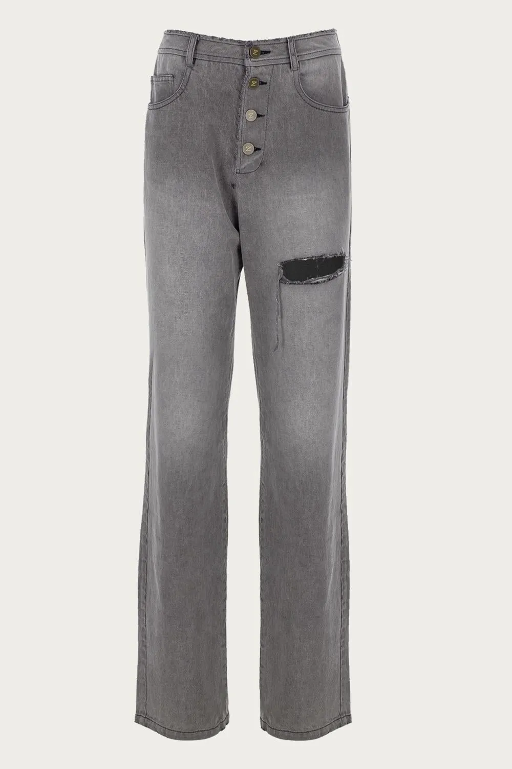 Vintage Cut Denim Pants In Grey