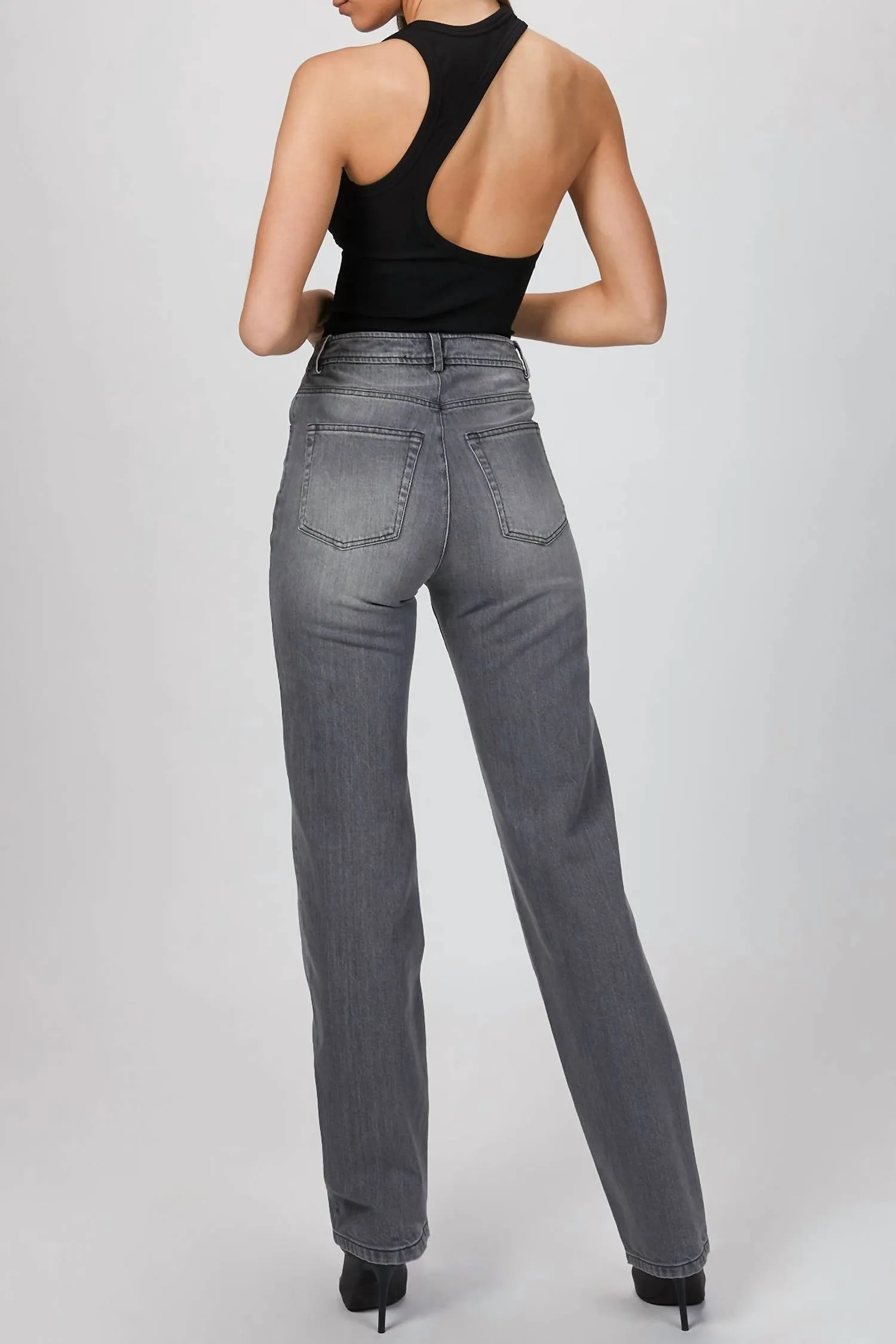 Vintage Cut Denim Pants In Grey