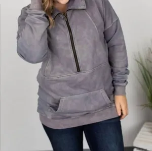 Vintage Wash Half-Zips In Slate