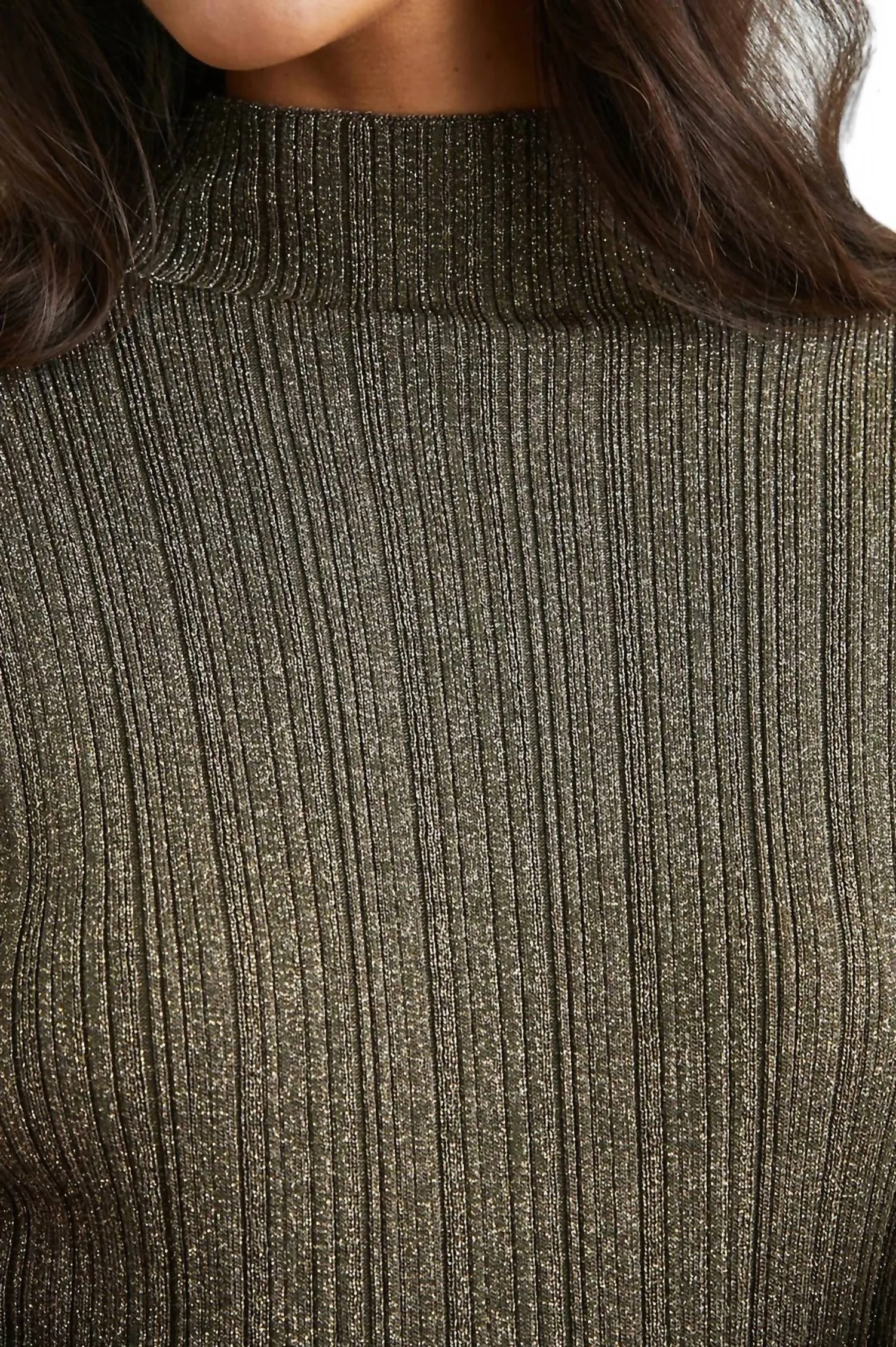 Vivenne Lurex Mock Neck Sweater In Gold