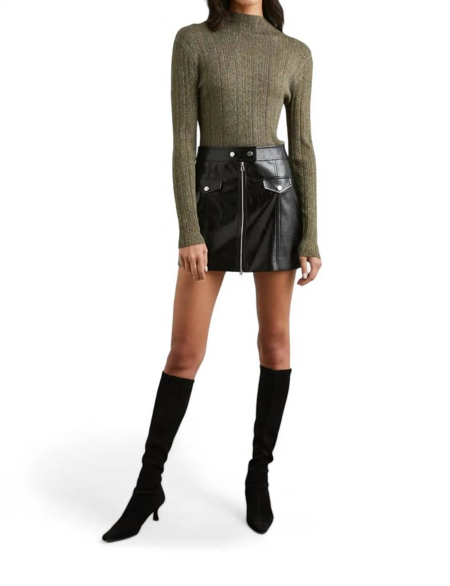 Vivenne Lurex Mock Neck Sweater In Gold