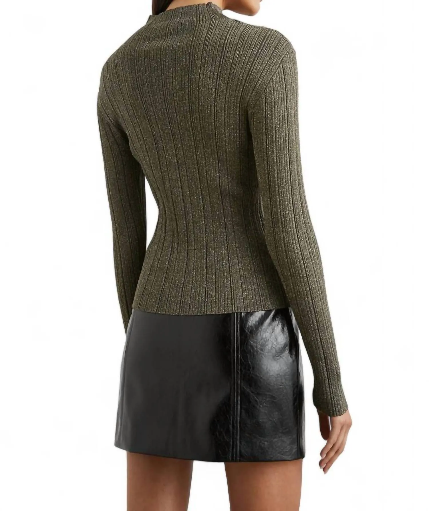 Vivenne Lurex Mock Neck Sweater In Gold