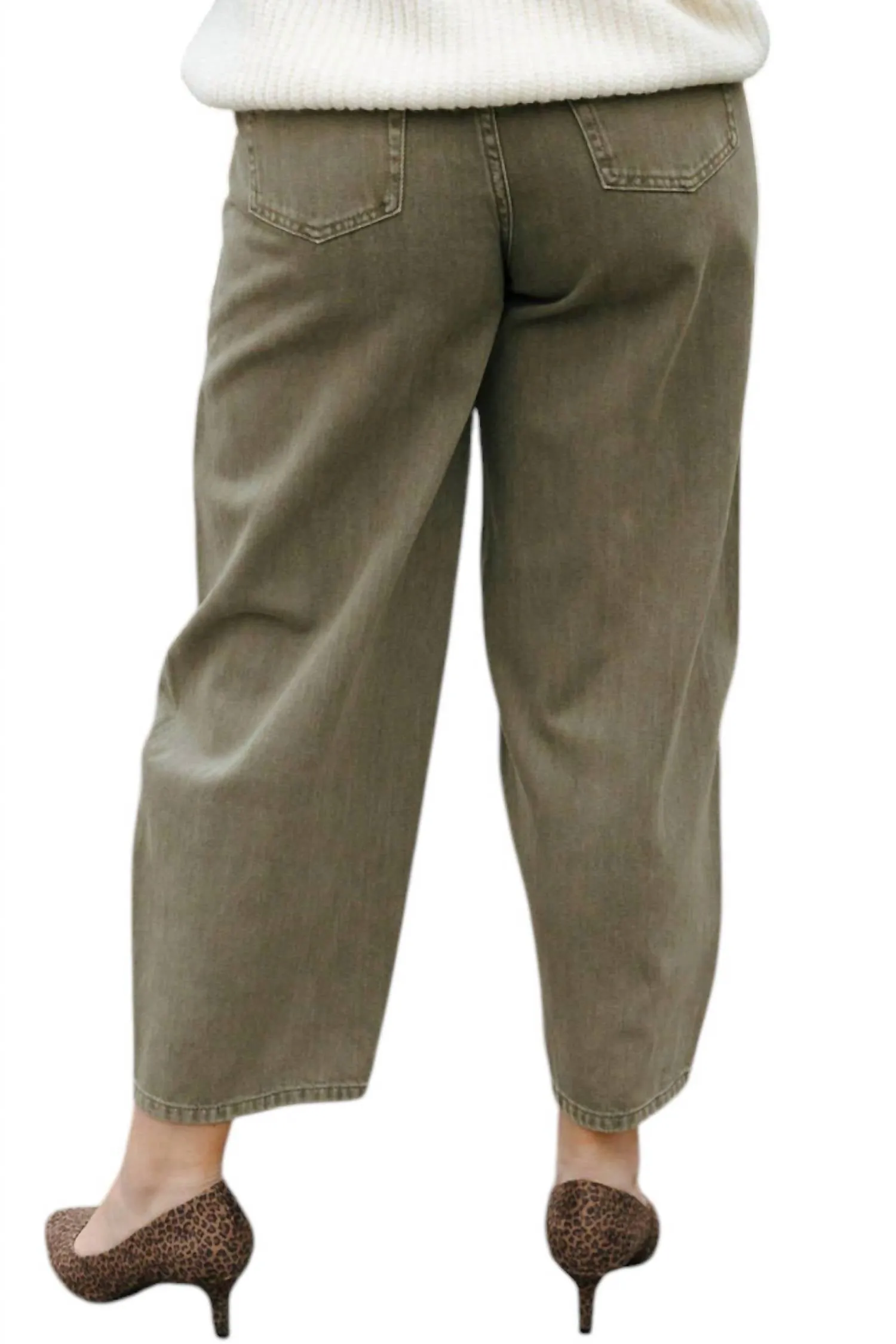 Washed Barrel Pants In Olive