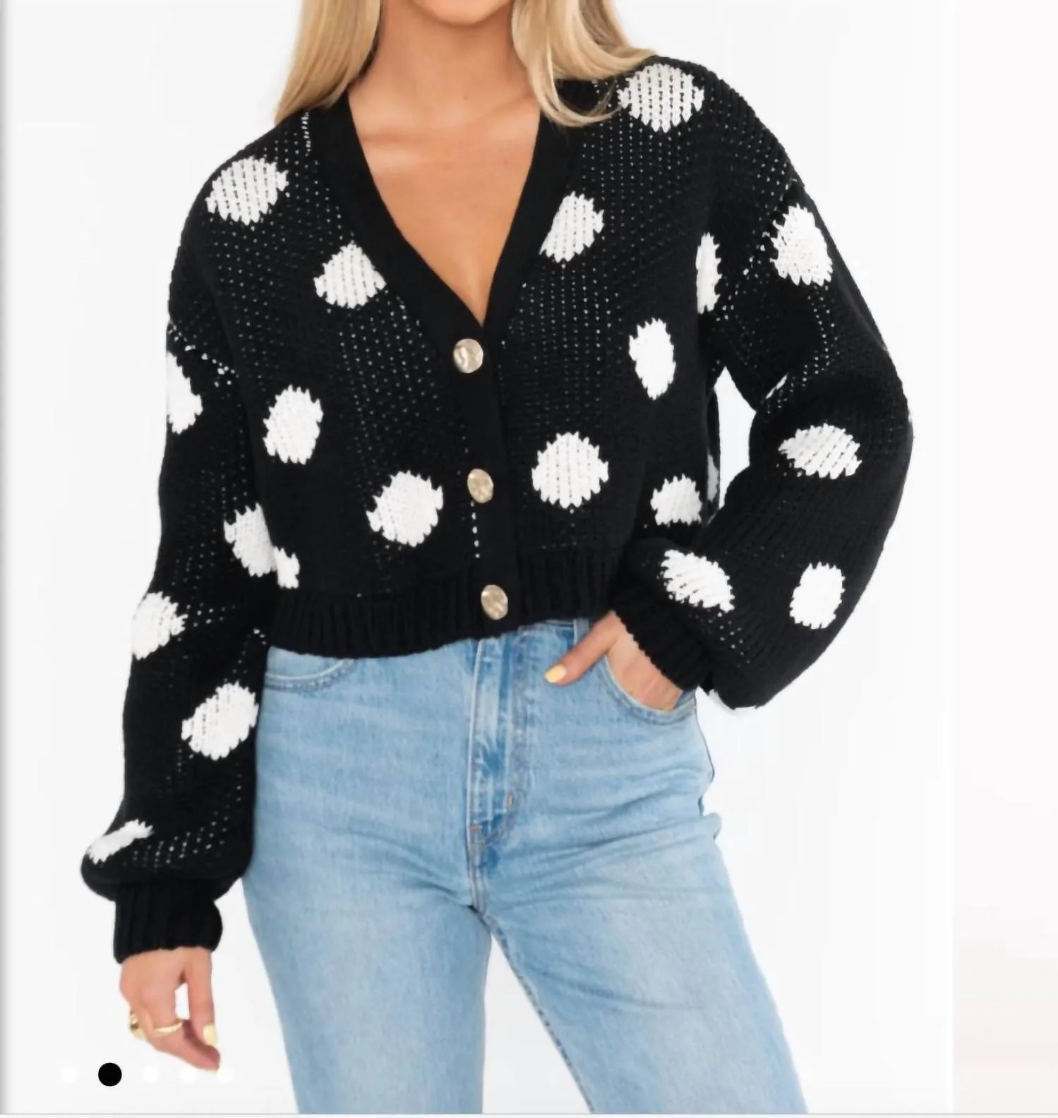 White Dot Cardi In Black